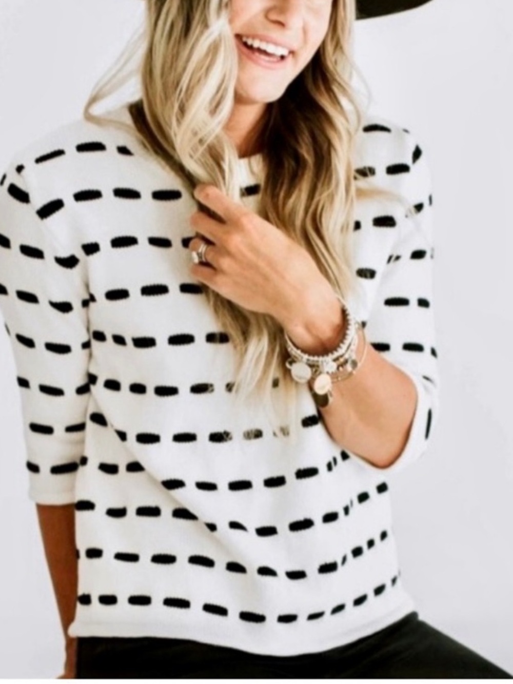 Roolee white and black sweater